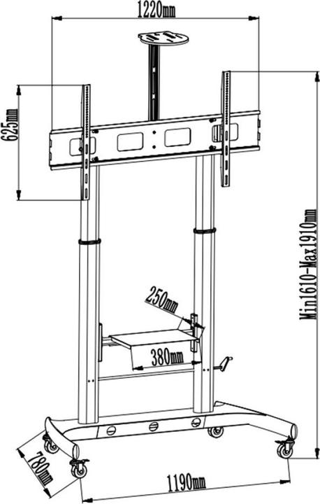 Immagine prodotto Techly Carrello TV per TV LCD LED 52-110" con ripiano per telecamera (110", 120 kg)