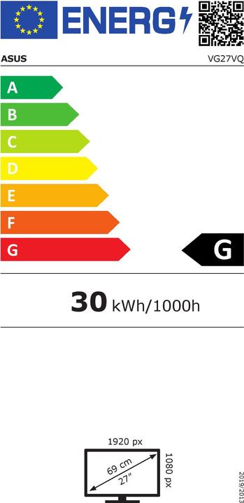 Energy Label ASUS TUF Gaming VG27VQ (1920 x 1080 pixels, 27")