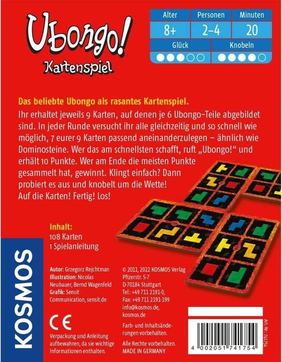 Productafbeelding Kosmos Kaartspel Ubongo (Duits)