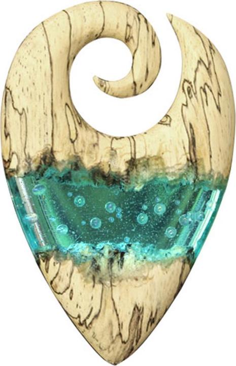 Star Piercing Ohrgewicht Spirale Ozean Epoxy auqa aus Tamarind Holz (ohne Messing, Organisch)