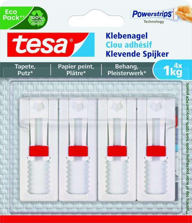 tesa Klebenagel für Tapete & Putz, 1kg Halteleistung, höhenverstellbar, spurlos ablösbar