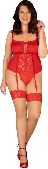 Produktbild Obsessive Strapshemd mit floraler Spitze plus Tanga (4XL)