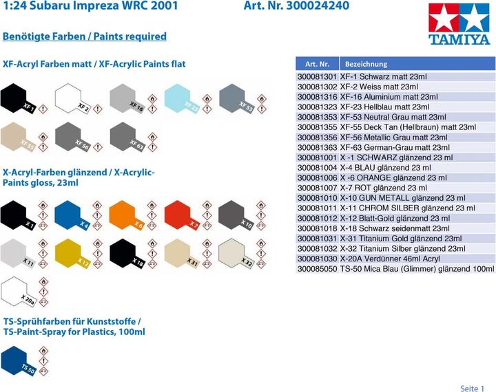 Actual product image Tamiya Subaru Impreza WRC 2001