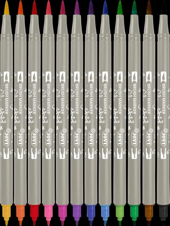 Valori nutrizionali e ingredienti Jovi Brush Marker pennarelli in fibra con doppia punta (Grigio con cappuccio in colore di scrittura, 12 x)