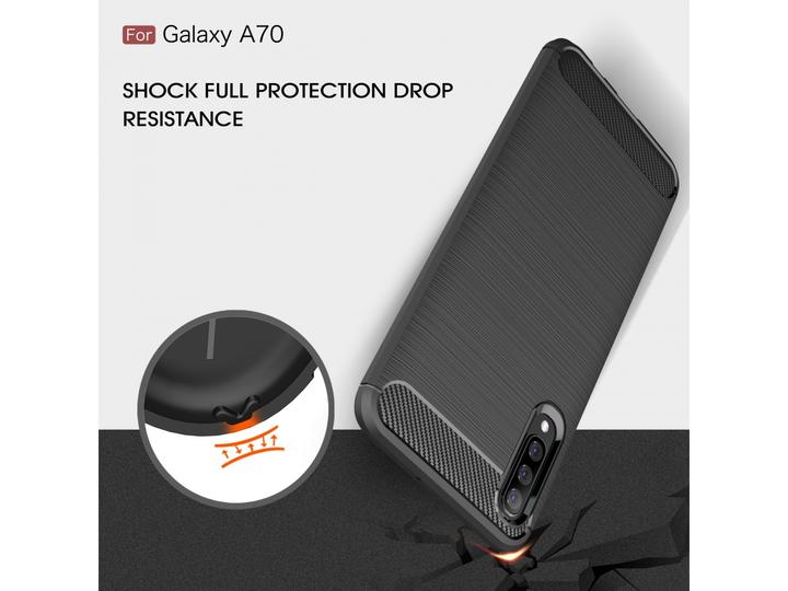 Actual product image Screenguard Samsung Galaxy A70 Cover Carbon Brushed Soft TPU (Samsung Galaxy A70)