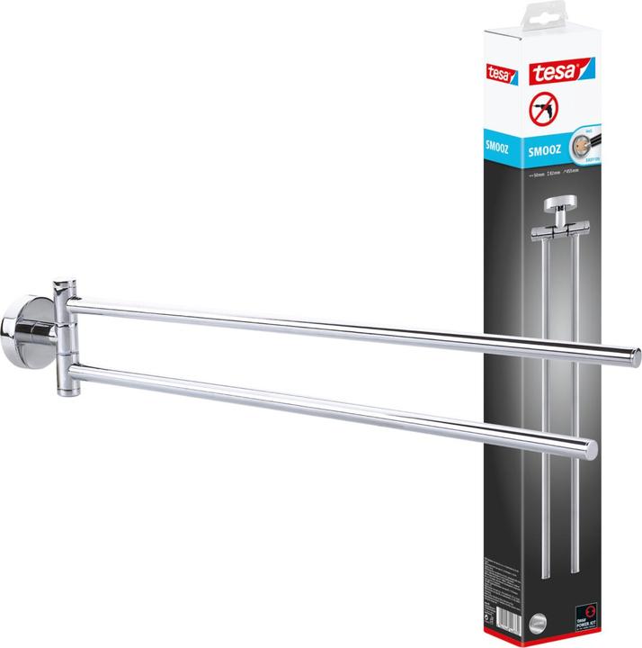Actual product image tesa SMOOZ towel rail with two arms incl. adhesive solution without drilling