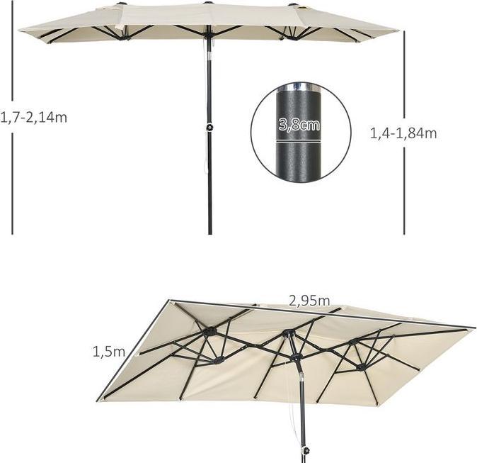 Actual product image Swisshandel24 Tiltable double parasol, polyester, cream 150 x 295cm (2.95 m)