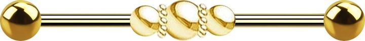 Image du produit Star Piercing Barbell plaqué or deux boules trois boules avec bracelet à boules (Acier chirurgical 316L)