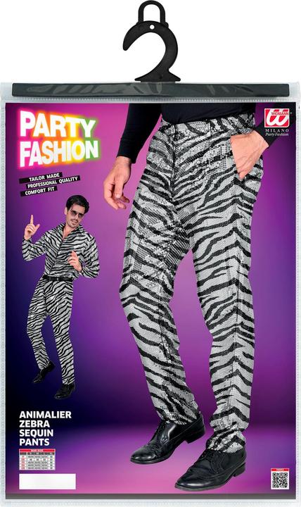 Immagine prodotto Widmann Pantaloni da uomo con paillettes in look zebrato nero/argento (S)