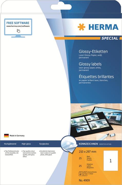 Actual product image Herma High gloss labels A4