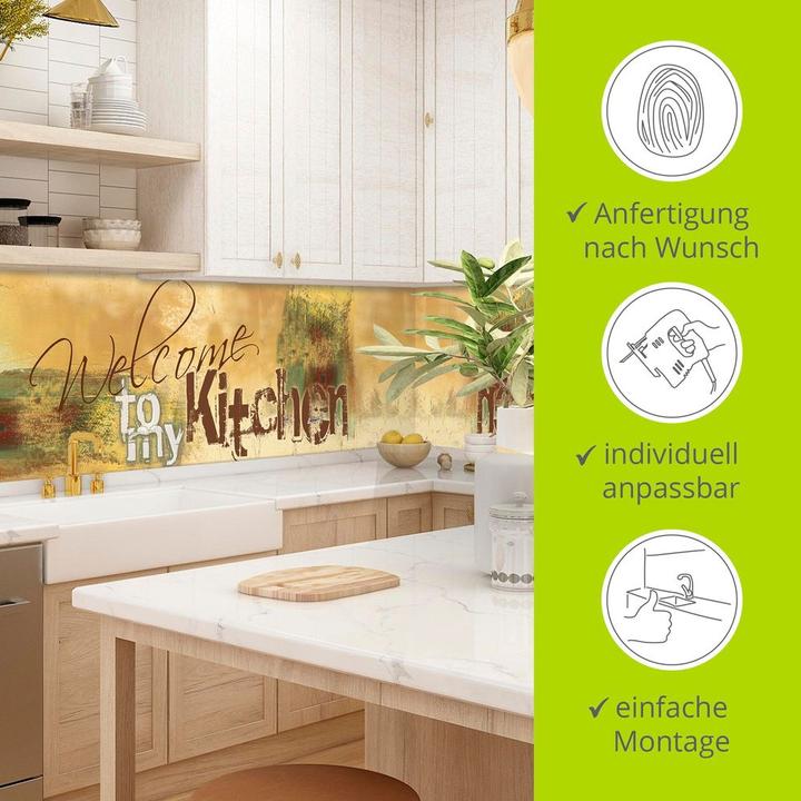 Actual product image Artland Aluminium kitchen splashback Welcome to my kitchen