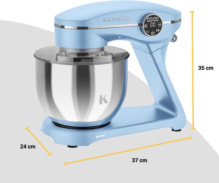 Image du produit KLAMER Küchenmaschine, Knetmaschine mit 6 Liter Edelstahl Schüssel (1800 W)