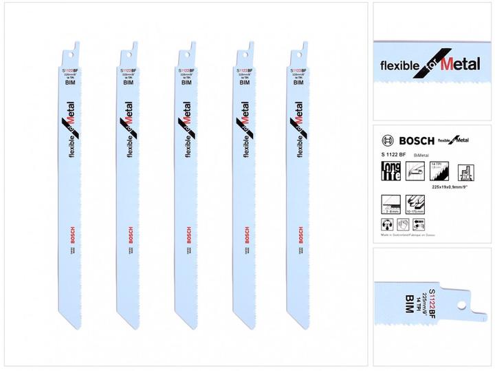 Produktbild Bosch Professional Zubehör Säbelsägeblatt S 1122 BF Flexible for Metal, 5er-Pack