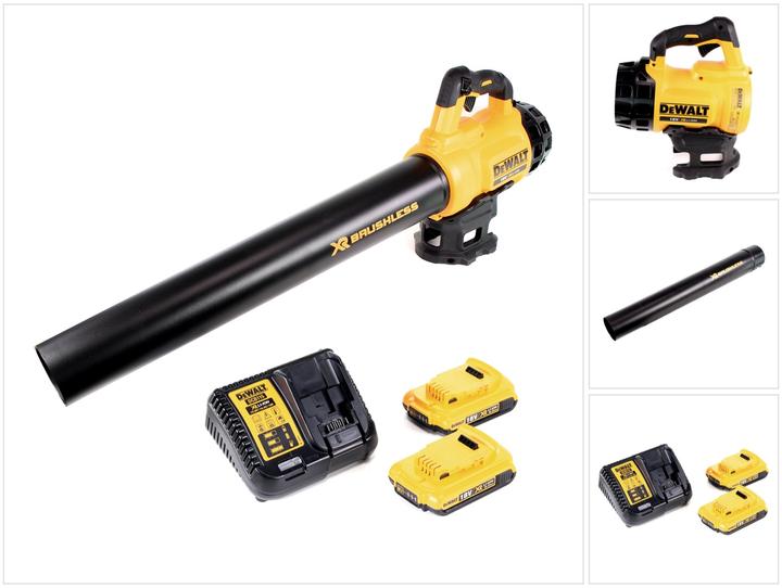 DeWalt DCM 562 D2 Soffiatore a batteria 18V + 2x battery DCB 183 2,0 Ah + Carica battery DCB 115 (Rechargeable battery operated, Leaf blower)