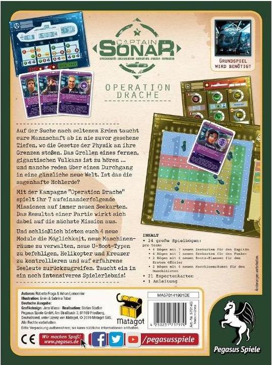 Actual product image Pegasus 57014G - Captain Sonar: Operation Dragon (), 4-8 players, from 10 years (extension, DE edition) (German)