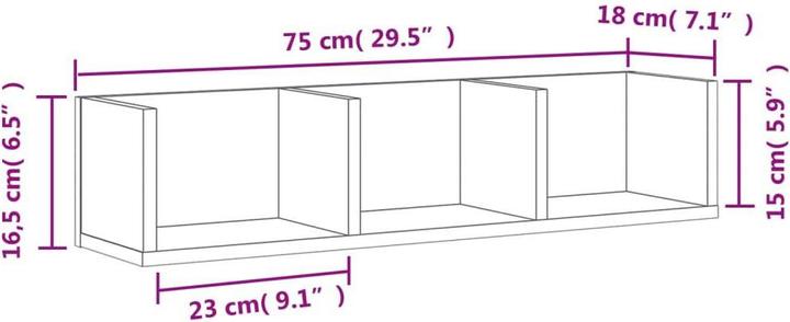 Produktbild VidaXL Wandschrank (75 x 18 x 16.5 cm)