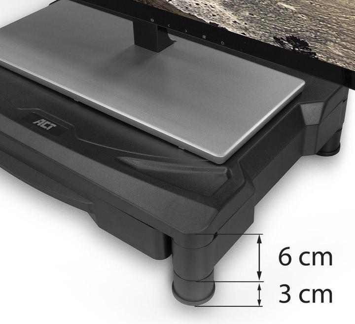 Actual product image Monitor stand extra wide with drawer, up to 10kg, adjustable height, black
