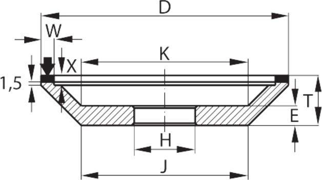 Immagine prodotto Tyrolit Mola abrasiva bombata al CBN D×T×H (mm) 150×25×20 (B126)
