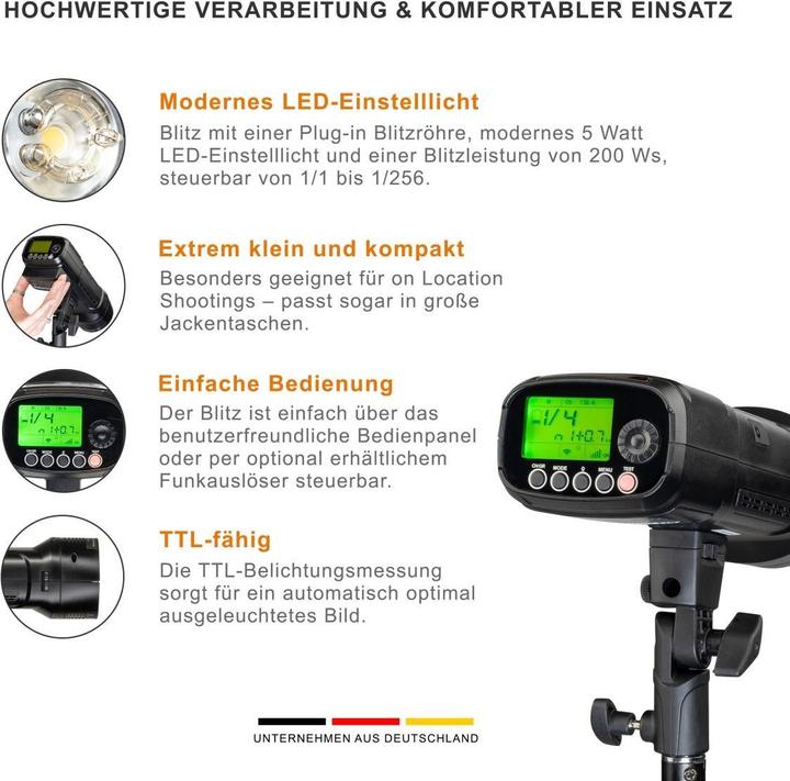 Actual product image Walimex pro Studio battery-powered flash Mover 200 TTL (200 W, Flash head)