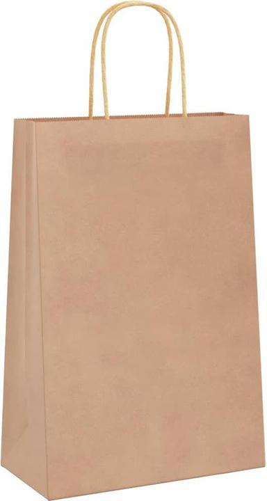 Produktbild VidaXL Kraftpapiertüten 250 Stk. mit Henkel Braun 22x11x31 cm Papiertüte (Geschenktüte, 250 x)