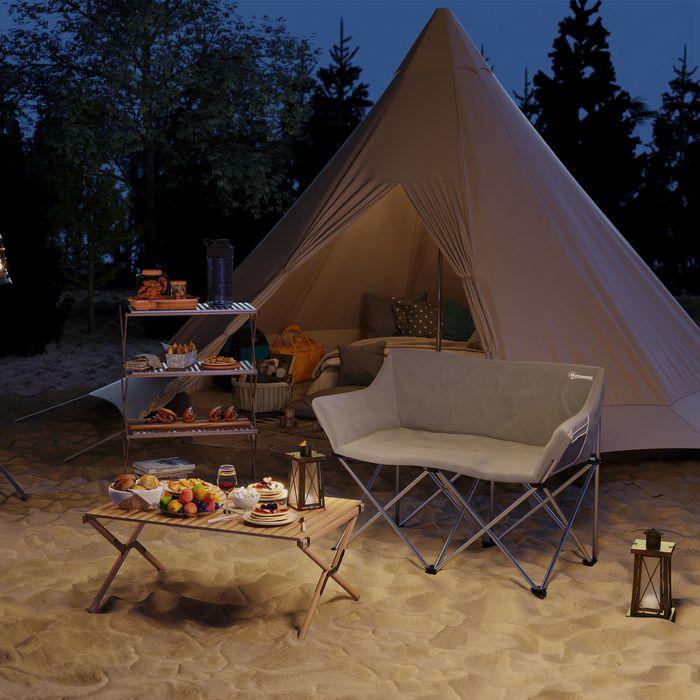 Produktbild Swisshandel24 Faltstuhl 2 Sitzer faltbar Campingstuhl mit Armlehnen Seitentasche bis 240kg