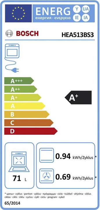 Etichetta energetica Bosch Hausgeräte HEA513BS3 & NKE611GA2E Herdset 230V