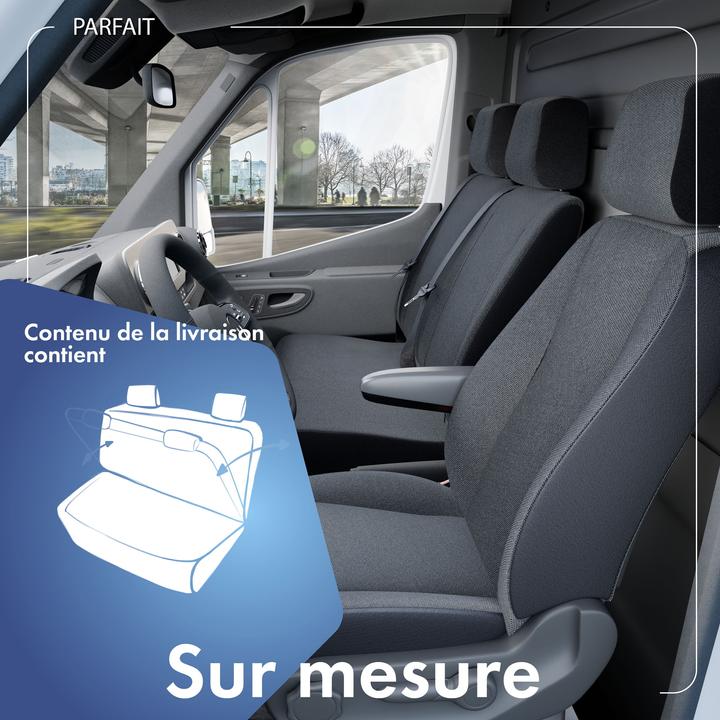 Image du produit Walser Housses de siège pour VW T6 double banquette avant rabattable polyester pour BJ 07/2015 aujourd'hui
