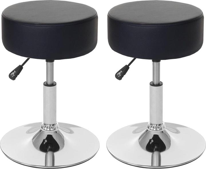 Image du produit Swisshandel24 2x tabouret, tabouret de maquillage, réglable en hauteur Ø 35cm similicuir, noir