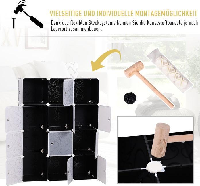 Immagine prodotto Swisshandel24 Armadio Armadio fai da te Sistema di scaffalatura Scaffale a innesto Armadio a cubo con asta (111 x 47 x 145 cm)