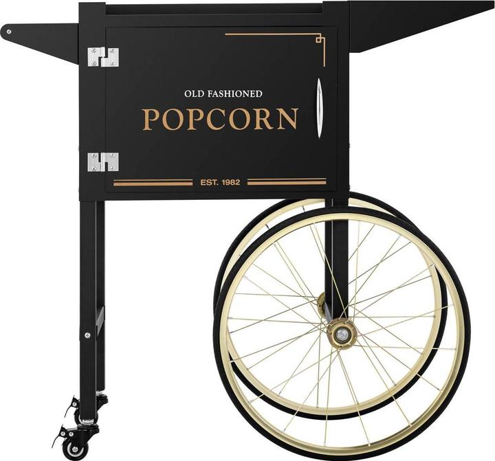 Produktbild Royal Catering Popcornwagen Wagen für Popcornmaschine Popcorntrolley 2 Bremsen schwarz & golden