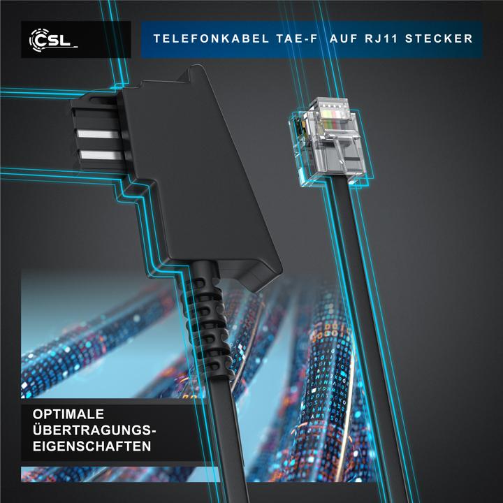 Immagine prodotto CSL Cavo telefonico piatto, spina TAE-F a RJ11, presa telefonica a telefono, cavo piatto, fax