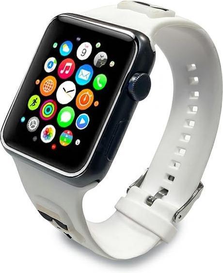 Karl Lagerfeld Cinturino KLAWMSLCKW Apple Watch 38/40/41mm bianco/bianco Silicone Karl & Choupet (41 mm, 38 mm, 40 mm, Silicone, Apple Watch Series 1, Apple Watch Series 7, Apple Watch Serie 6, Apple Watch Series 2, Apple Watch Series 9, Apple Watch Series 3, Apple Watch Serie 5, Apple Watch SE, Apple Watch Serie 4, Apple Watch Series 8)