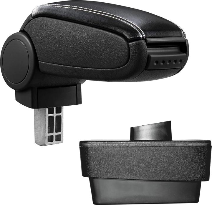 Actual product image Pro-Tec Centre armrest Skoda Fabia III with storage compartment imitation leather black with white stitching