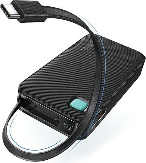 Produktbild Usams Powerbank ze zwijanym kablem USB-C Retractable 10000 mAh PD 20W Fast Charge XY Series biały/wh (10000 mAh, 20 W)