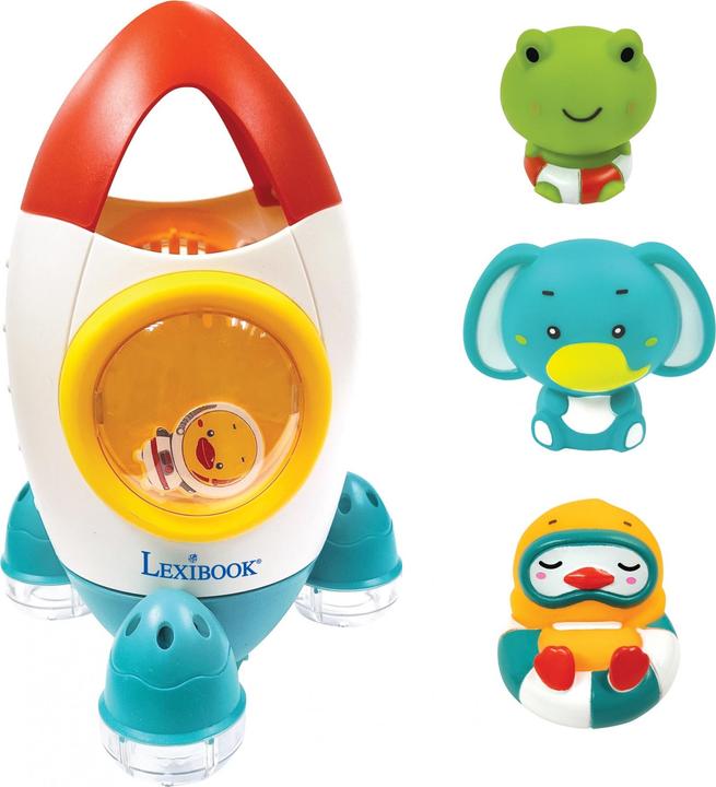 Immagine prodotto Lexibook Set di giocattoli da bagno a forma di razzo spaziale con 3 animali comprimibili