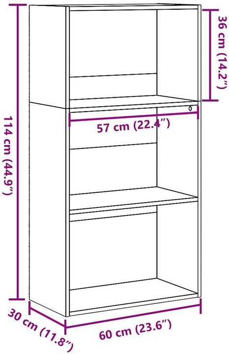 Actual product image VidaXL Bücherregal Regal Standregal Büroregal Aufbewahrungsregal Grau Sonoma (60 x 30 x 114 cm)