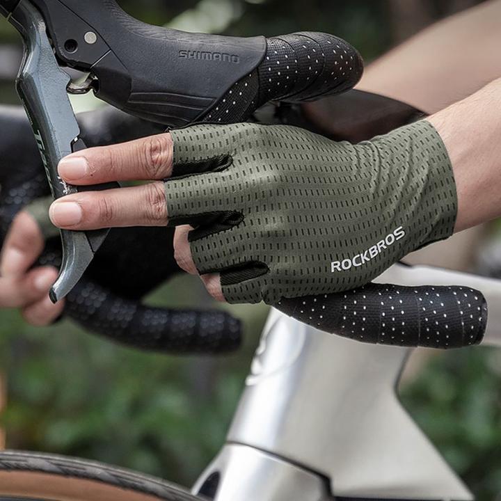 Produktbild Rockbros Breathable Short Finger Cycling Gloves Size: XL - Green (XL)