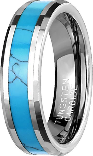 Star Piercing Ring silber mit abgeschrägten Kanten mittig Türkis Stein (ohne Messing, Mineralisch, Wolfram)