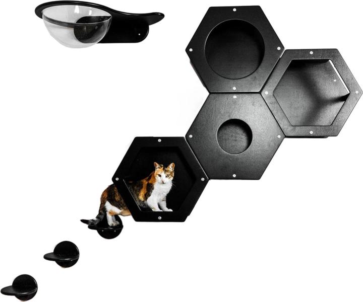 Image du produit Wowhelperco Aire de jeux murale pour chats 8 pièces (Noir)