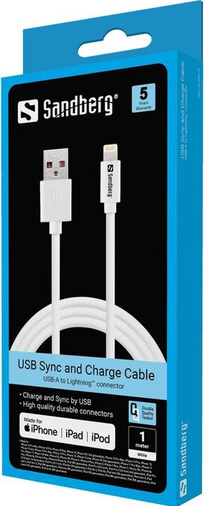 Image du produit Sandberg USB sur la foudre (1 m, USB 2.0)