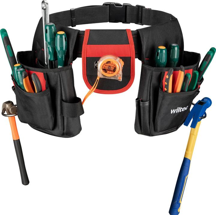 Wiltec Werkzeuggürtel 71x28cm Gürteltasche 17 Fächer Werkzeug Tasche