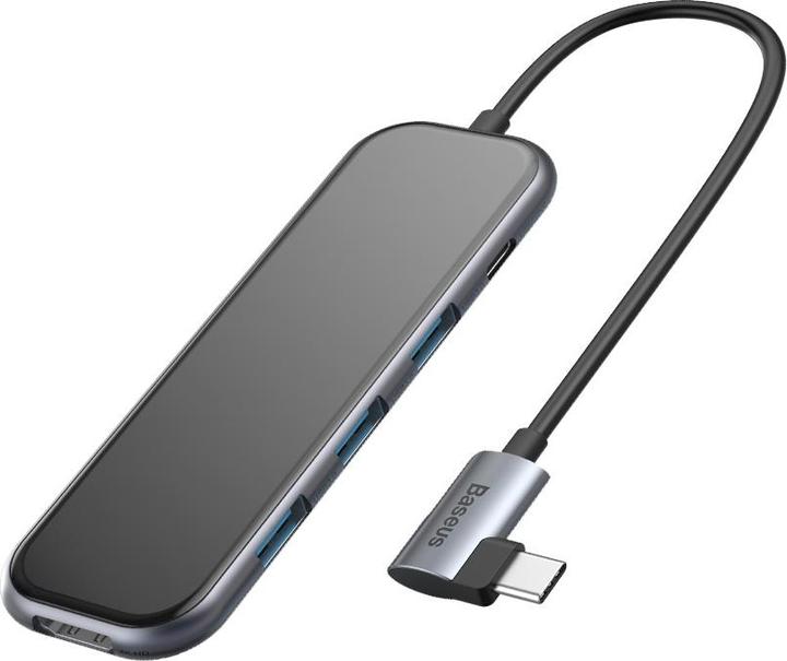 Baseus Multi-functional HUB (Type-C to 3xUSB3.0+HD4K+PD) Gray (USB-C, 3 Ports)
