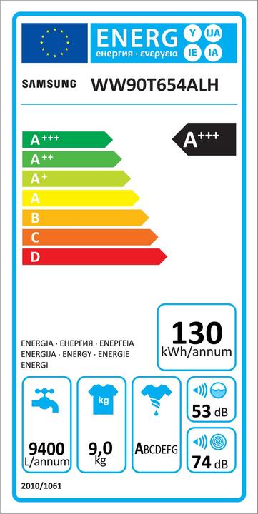 Energie-Label Samsung WW90T654ALH/S5 (9 kg, Links)