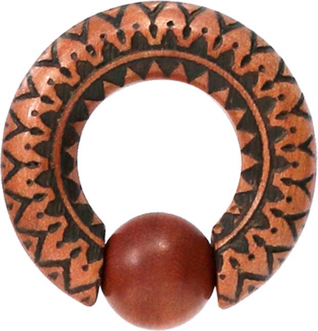 Produktbild Star Piercing Ball Closure Ring Gravur aus Sawo Holz (ohne Messing, Organisch)