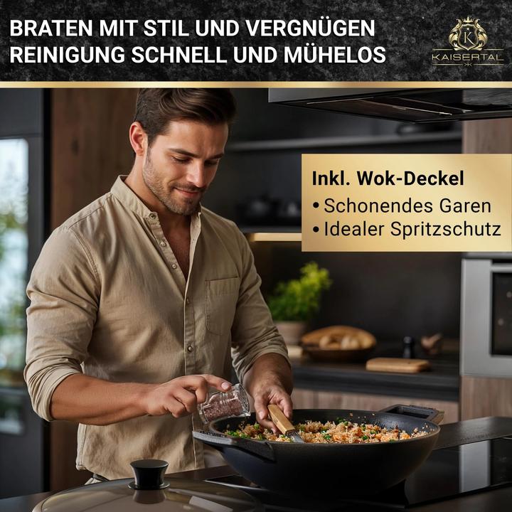 Produktbild Kaisertal Wok mit Deckel (32 cm, Wok Pfanne, Gusseisen)