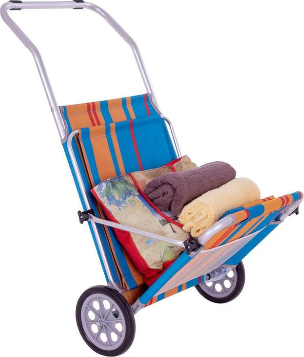 Actual product image VCM Strandliege Sonnenliege Transportliege Gartenliege mit Räder und Sonnendach Bunt (113 cm)