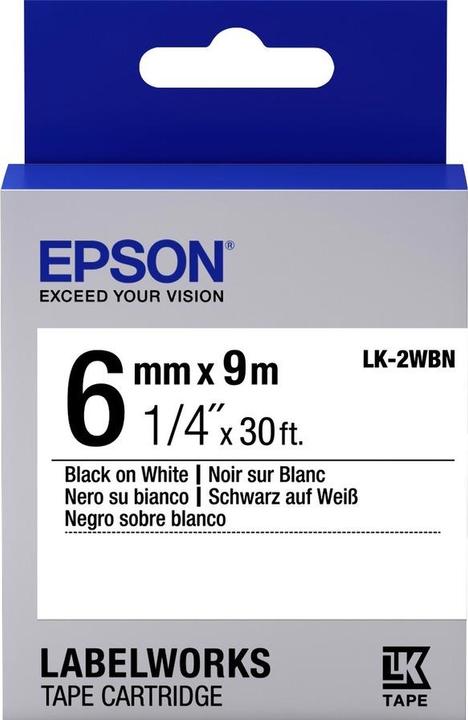 Actual product image Epson Label Cassette Lk-2wbn (0.60 cm, Black)