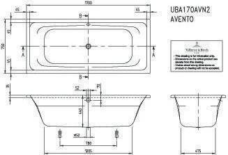 Produktbild Villeroy & Boch V&B Einbauwanne AVENTO R-eck1700x750mm we (149 l, 170 cm, 75 cm)