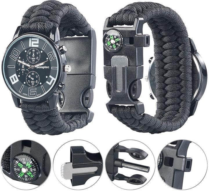 Actual product image Semptec 5in1 wrist watch with fire steel, compass & emergency whistle (Digital watch)