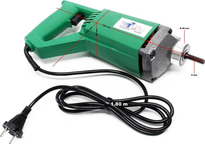 Actual product image Wiltec Handheld Electric Concrete Vibrator with 580W including 200cm Vibrating Poker Bottle